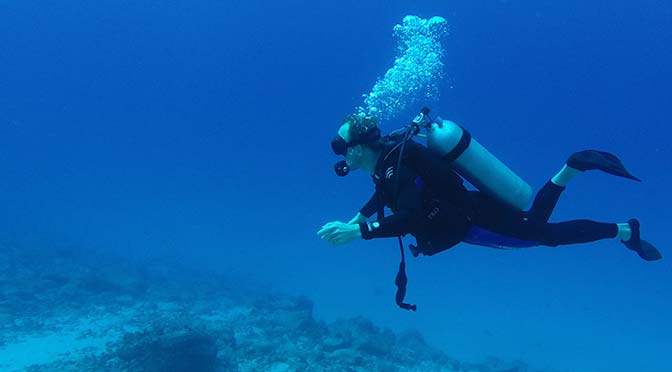 micah during a dive in Kona, Hawaii